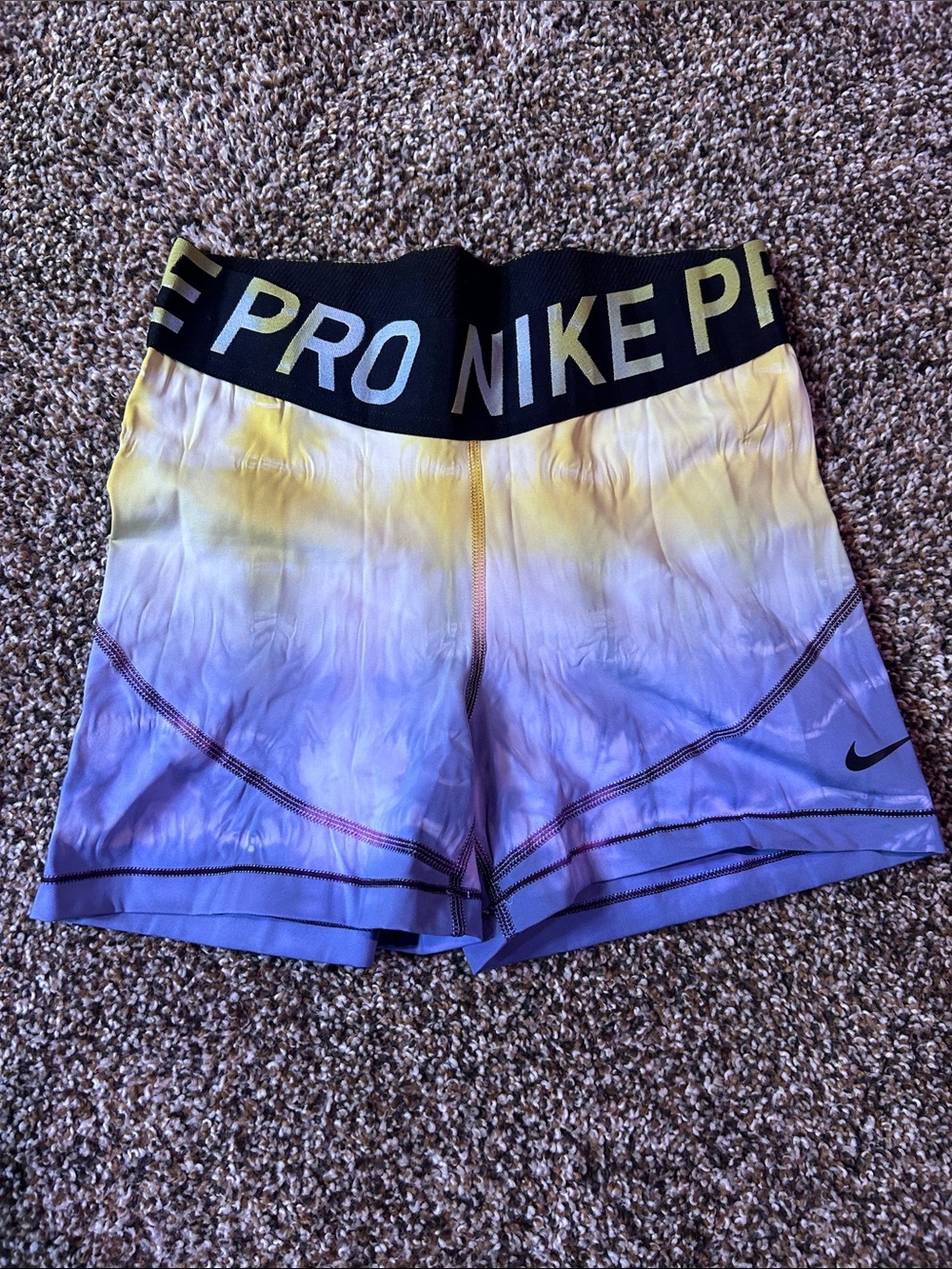 Nike Pro Gradient Tie-Dye Bike Shorts - Yellow & Purple